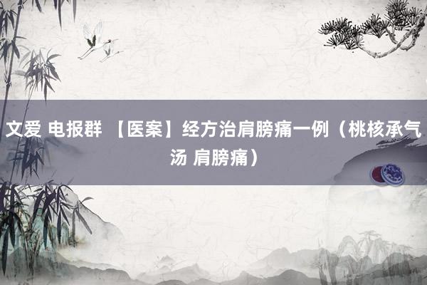 文爱 电报群 【医案】经方治肩膀痛一例（桃核承气汤 肩膀痛）