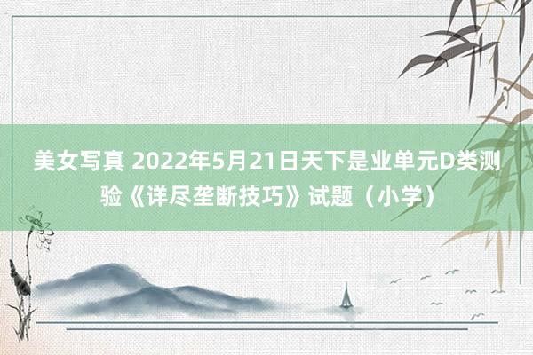 美女写真 2022年5月21日天下是业单元D类测验《详尽垄断技巧》试题（小学）