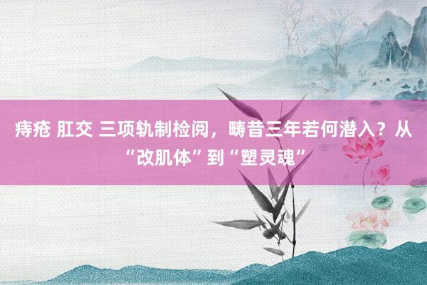 痔疮 肛交 三项轨制检阅，畴昔三年若何潜入？从“改肌体”到“塑灵魂”